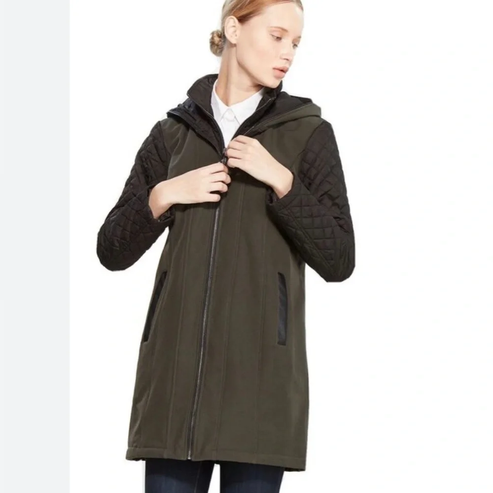 Michael Michael Kors XS Black Mixed Media Soft Shell Trench Coat Jacket